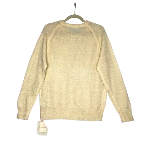 FORLOVE & NANCY Mohair Wool Blend Knit Sweater M Cream Cottage Fairy Preppy NWT - Picture 4 of 9